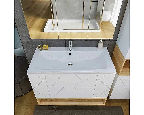 Купить Тумба под раковину Бриклаер Кристалл 100 4627125415920 подвесная Белая в магазине сантехники Santeh-Crystal.ru