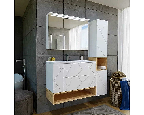 Купить Тумба под раковину Бриклаер Кристалл 100 4627125415920 подвесная Белая в магазине сантехники Santeh-Crystal.ru