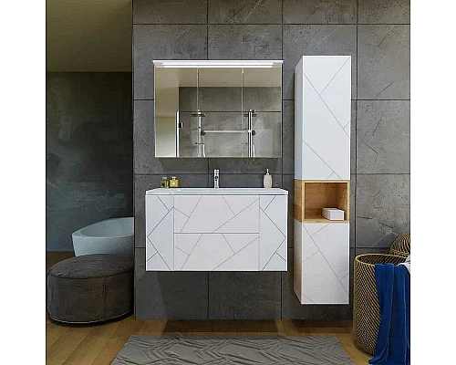 Купить Тумба под раковину Бриклаер Кристалл 100 4627125415920 подвесная Белая в магазине сантехники Santeh-Crystal.ru