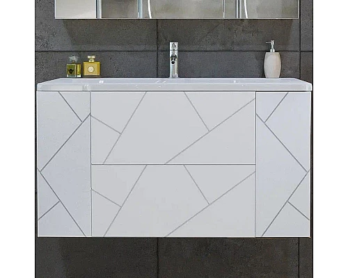 Купить Тумба под раковину Бриклаер Кристалл 100 4627125415920 подвесная Белая в магазине сантехники Santeh-Crystal.ru