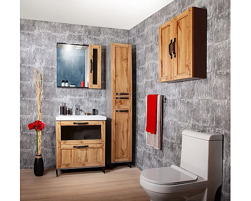 Приобрести Тумба под раковину Бриклаер Лофт 70 4627125413407 Метрополитен грей в магазине сантехники Santeh-Crystal.ru