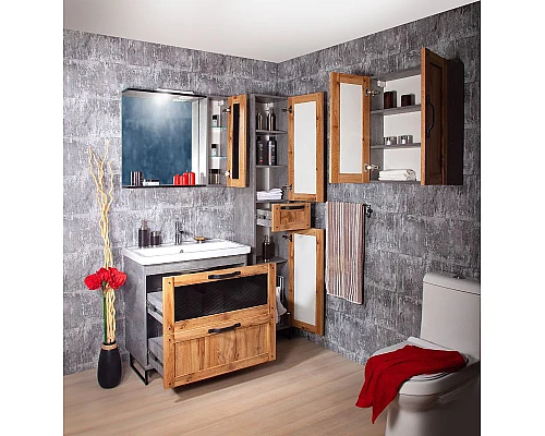 Приобрести Тумба под раковину Бриклаер Лофт 70 4627125413407 Метрополитен грей в магазине сантехники Santeh-Crystal.ru