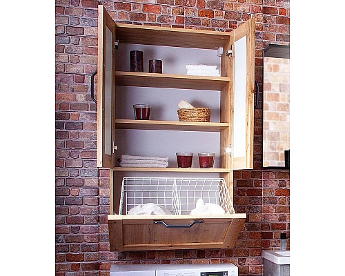 Заказать Подвесной шкаф Бриклаер Лофт 60 4627125414466 с бельевой корзиной Метрополитен грей в магазине сантехники Santeh-Crystal.ru