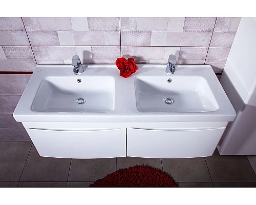 Заказать Тумба под раковину Бриклаер Вега 125 4627125414084 подвесная Белый глянец в магазине сантехники Santeh-Crystal.ru