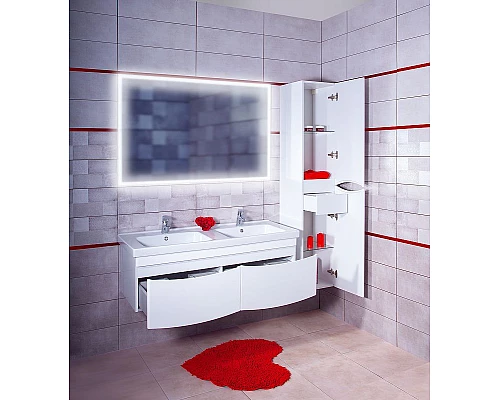 Заказать Тумба под раковину Бриклаер Вега 125 4627125414084 подвесная Белый глянец в магазине сантехники Santeh-Crystal.ru