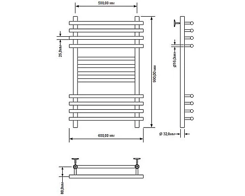Купить Водяной полотенцесушитель Aquanet Largo 100x50 266746 Хром в магазине сантехники Santeh-Crystal.ru