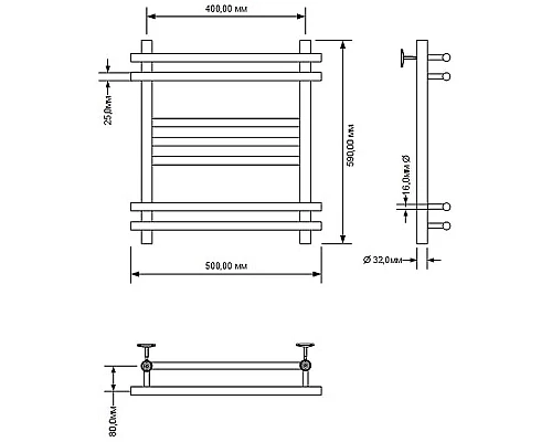 Заказать Водяной полотенцесушитель Aquanet Largo 60x40 266743 Хром в магазине сантехники Santeh-Crystal.ru
