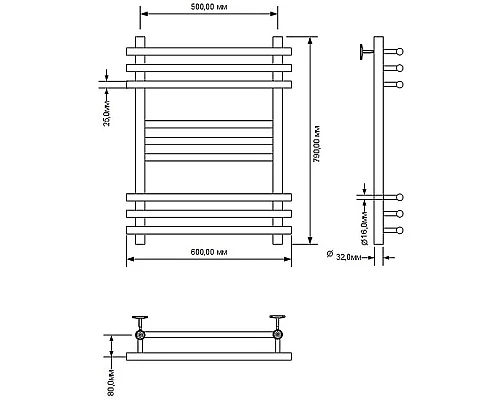 Заказать Водяной полотенцесушитель Aquanet Largo 80x50 266745 Хром в магазине сантехники Santeh-Crystal.ru