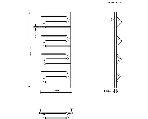 Приобрести Водяной полотенцесушитель Aquanet Paolo 100x50 266734 Хром в магазине сантехники Santeh-Crystal.ru