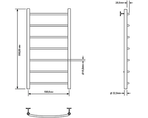 Купить Водяной полотенцесушитель Aquanet Romeo 100x50 266726 Хром в магазине сантехники Santeh-Crystal.ru