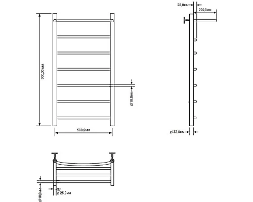 Приобрести Водяной полотенцесушитель Aquanet Romeo 100x50 266730 с полкой Хром в магазине сантехники Santeh-Crystal.ru