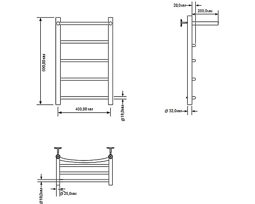 Заказать Водяной полотенцесушитель Aquanet Romeo 60x40 266727 с полкой Хром в магазине сантехники Santeh-Crystal.ru