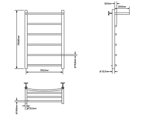 Заказать Водяной полотенцесушитель Aquanet Romeo 80x50 266729 с полкой Хром в магазине сантехники Santeh-Crystal.ru