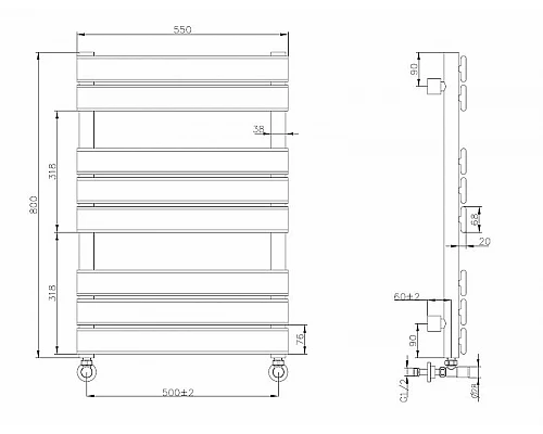 Купить Водяной полотенцесушитель Boheme Venturo 720-CR Хром в магазине сантехники Santeh-Crystal.ru