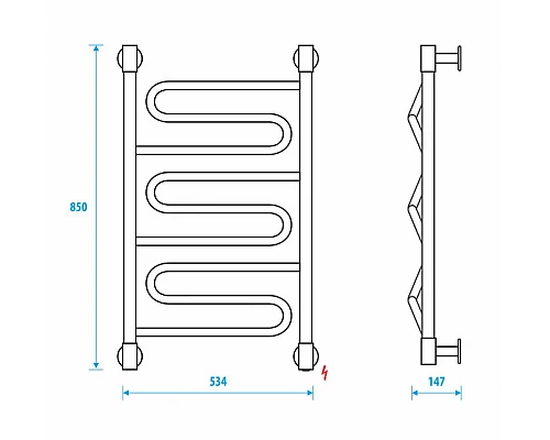 Заказать Электрический полотенцесушитель Energy Bravo 2 850x500 EETRBRAVO2855000000 Хром в магазине сантехники Santeh-Crystal.ru