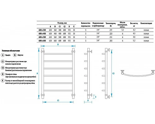 Заказать Водяной полотенцесушитель Energy Classic 600x600 EWTRCLASS0606000000 Хром в магазине сантехники Santeh-Crystal.ru