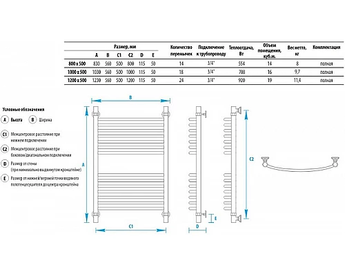 Купить Водяной полотенцесушитель Energy Elite 1200x500 EWTRELITE1205000000 Хром в магазине сантехники Santeh-Crystal.ru