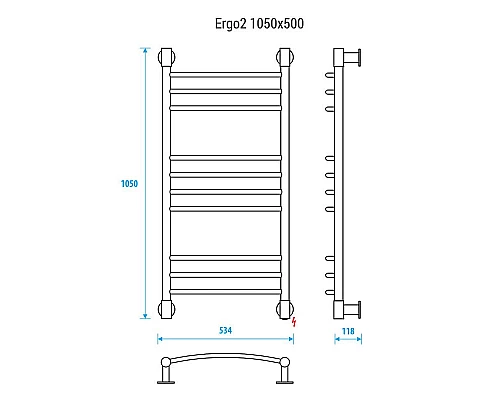 Купить Электрический полотенцесушитель Energy Ergo 2 1050х500 EETR0ERGO2105500000 Хром в магазине сантехники Santeh-Crystal.ru