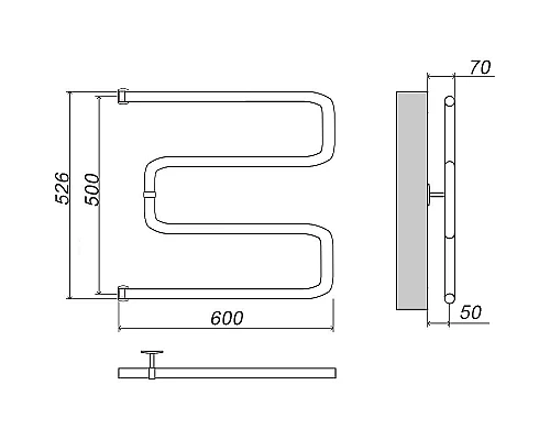 Приобрести Водяной полотенцесушитель Grota Kamelo 500х600 Хром в магазине сантехники Santeh-Crystal.ru