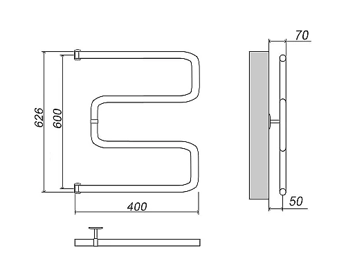 Купить Водяной полотенцесушитель Grota Kamelo 600х400 Хром в магазине сантехники Santeh-Crystal.ru