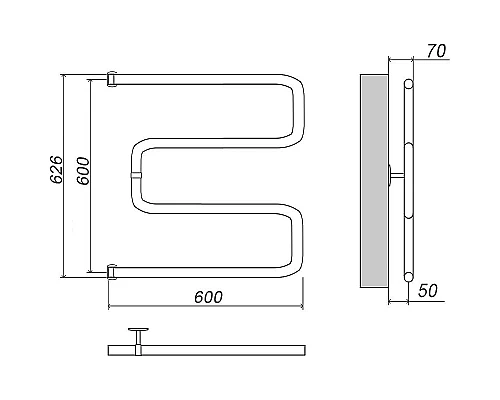 Приобрести Водяной полотенцесушитель Grota Kamelo 600х600 Хром в магазине сантехники Santeh-Crystal.ru