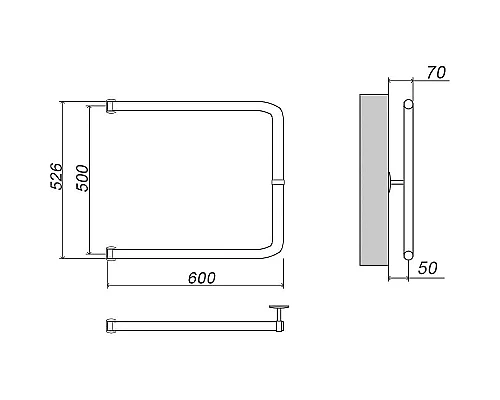 Заказать Водяной полотенцесушитель Grota Modesto 50х60 Хром в магазине сантехники Santeh-Crystal.ru