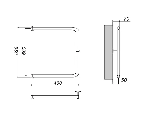 Купить Водяной полотенцесушитель Grota Modesto 60х40 Хром в магазине сантехники Santeh-Crystal.ru