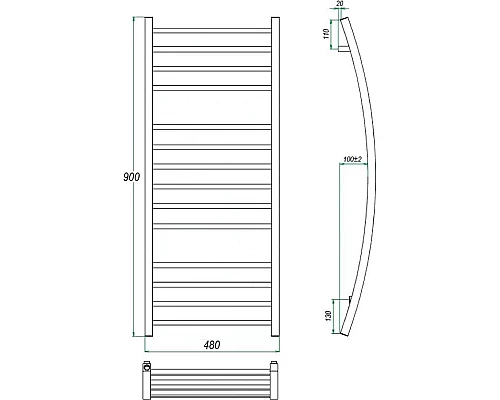 Приобрести Водяной полотенцесушитель Grota Primo 480х900 Хром в магазине сантехники Santeh-Crystal.ru