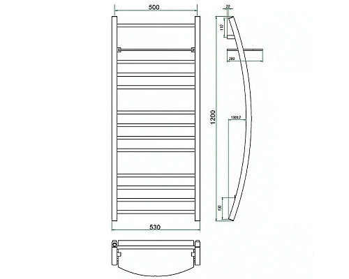 Купить Водяной полотенцесушитель Grota Vela 530х1200 Хром в магазине сантехники Santeh-Crystal.ru