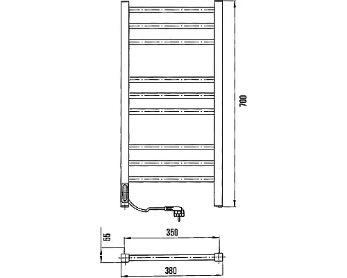 Купить Электрический полотенцесушитель Laris Астор ЧКЧ9 350х700 L 73207864 Черный муар в магазине сантехники Santeh-Crystal.ru
