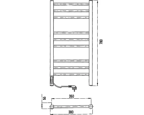 Заказать Электрический полотенцесушитель Laris Астор ЧКЧ9 350х700 R 73207865 Черный муар в магазине сантехники Santeh-Crystal.ru