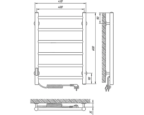 Приобрести Электрический полотенцесушитель Laris Джаз П6 400x600 L 73207469 Хром в магазине сантехники Santeh-Crystal.ru