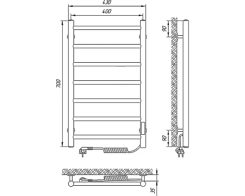 Купить Электрический полотенцесушитель Laris Джаз П7 400x700 R 73207472 Хром в магазине сантехники Santeh-Crystal.ru