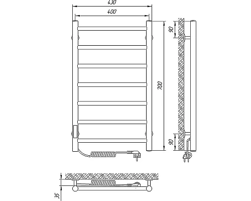 Заказать Электрический полотенцесушитель Laris Джаз П7 400x700 L 73207471 Хром в магазине сантехники Santeh-Crystal.ru