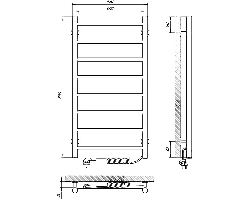 Заказать Электрический полотенцесушитель Laris Джаз П8 400x800 R 73207474 Хром в магазине сантехники Santeh-Crystal.ru