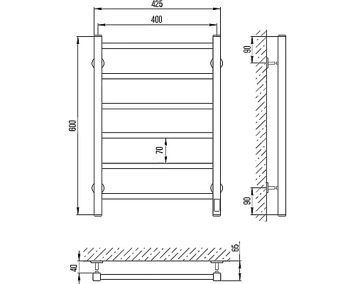 Заказать Электрический полотенцесушитель Laris Феличия ЧКЧ6 400х600 L 73207610 Черный муар в магазине сантехники Santeh-Crystal.ru