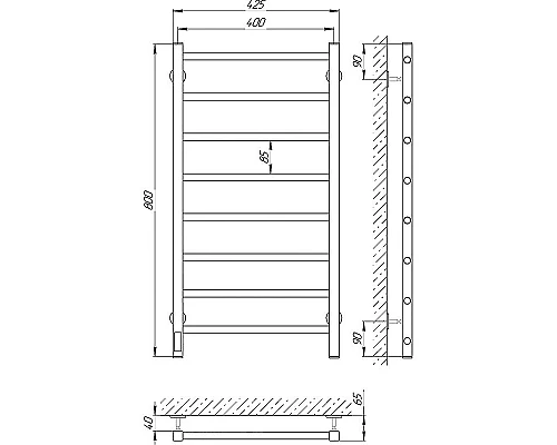 Заказать Электрический полотенцесушитель Laris Феличия ЧК8 400х800 L 73207589 Белый муар в магазине сантехники Santeh-Crystal.ru