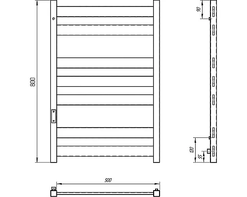 Приобрести Электрический полотенцесушитель Laris Гефест ЧКЧ П7 500х800 L 73207616 Черный муар в магазине сантехники Santeh-Crystal.ru