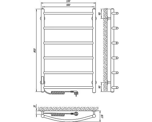 Приобрести Электрический полотенцесушитель Laris Классик П6 500х800 L 73207391 Хром в магазине сантехники Santeh-Crystal.ru
