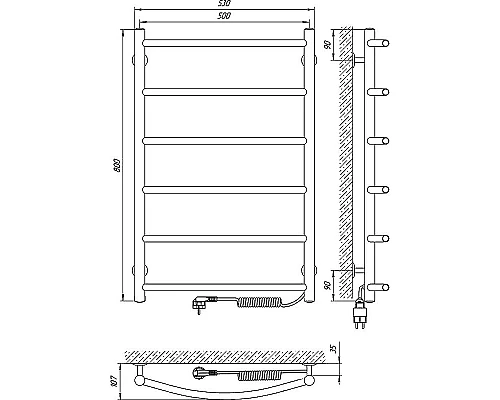 Купить Электрический полотенцесушитель Laris Классик П6 500х800 R 73207392 Хром в магазине сантехники Santeh-Crystal.ru