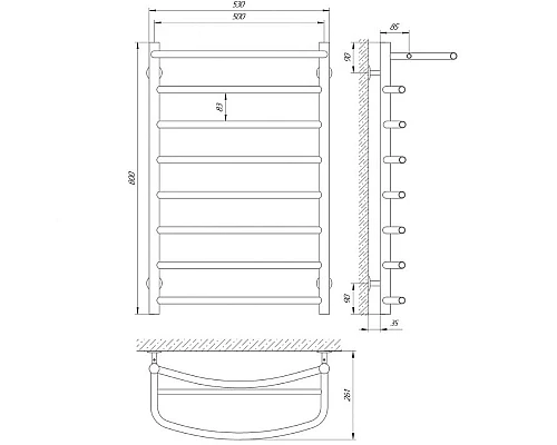 Купить Водяной полотенцесушитель Laris Классик П6 50x60 с полкой 73207397 Хром в магазине сантехники Santeh-Crystal.ru