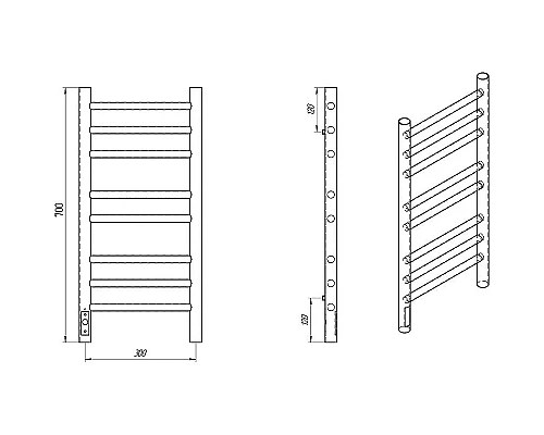 Заказать Электрический полотенцесушитель Laris Лаванда ЧКЧ П8 300х700 L 73207624 Черный муар в магазине сантехники Santeh-Crystal.ru