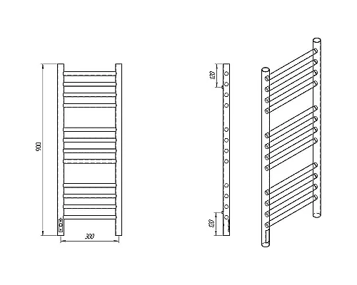 Приобрести Электрический полотенцесушитель Laris Лаванда ЧКЧ П12 300х900 L 73207622 Черный муар в магазине сантехники Santeh-Crystal.ru