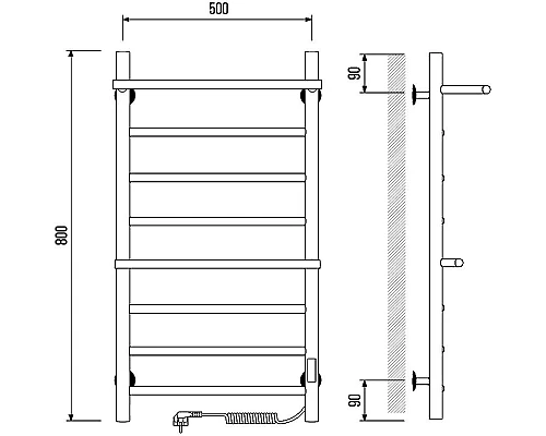Купить Электрический полотенцесушитель Laris Лавина П9 500x800 R 73207651 с полкой Хром в магазине сантехники Santeh-Crystal.ru