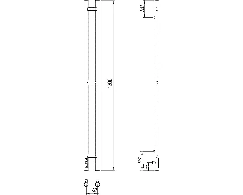 Приобрести Электрический полотенцесушитель Laris Прайм Дуэт ЧКЧ 80х1200 L 73207634 Черный муар в магазине сантехники Santeh-Crystal.ru
