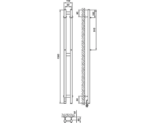 Приобрести Электрический полотенцесушитель Laris Прайм Дуэт ЧКЧ 80х1200 L 73207608 Черный муар в магазине сантехники Santeh-Crystal.ru
