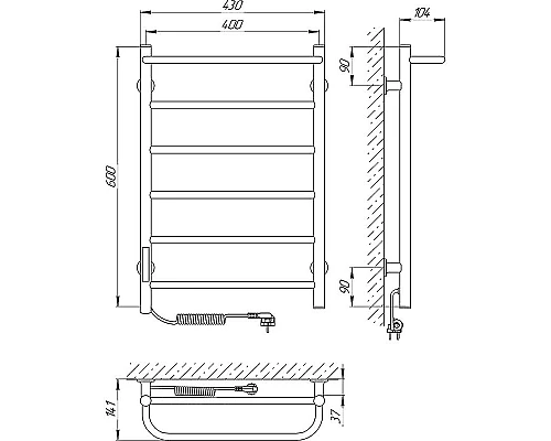 Заказать Электрический полотенцесушитель Laris Прайм П6 400х600 L 73207647 Хром в магазине сантехники Santeh-Crystal.ru