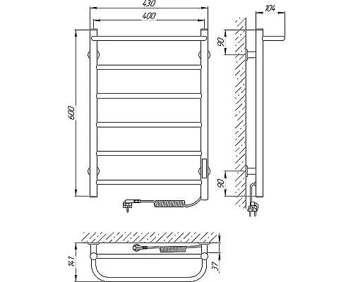 Купить Электрический полотенцесушитель Laris Прайм П6 400х600 R 73207648 Хром в магазине сантехники Santeh-Crystal.ru