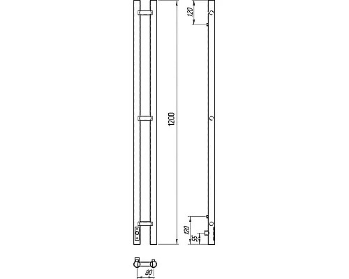 Купить Электрический полотенцесушитель Laris Прайм Дуэт П3 80х1200 L 73207605 Хром в магазине сантехники Santeh-Crystal.ru