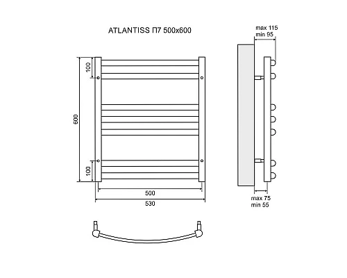 Приобрести Электрический полотенцесушитель Lemark Atlantiss 50х60 LM32607REBL Черный в магазине сантехники Santeh-Crystal.ru